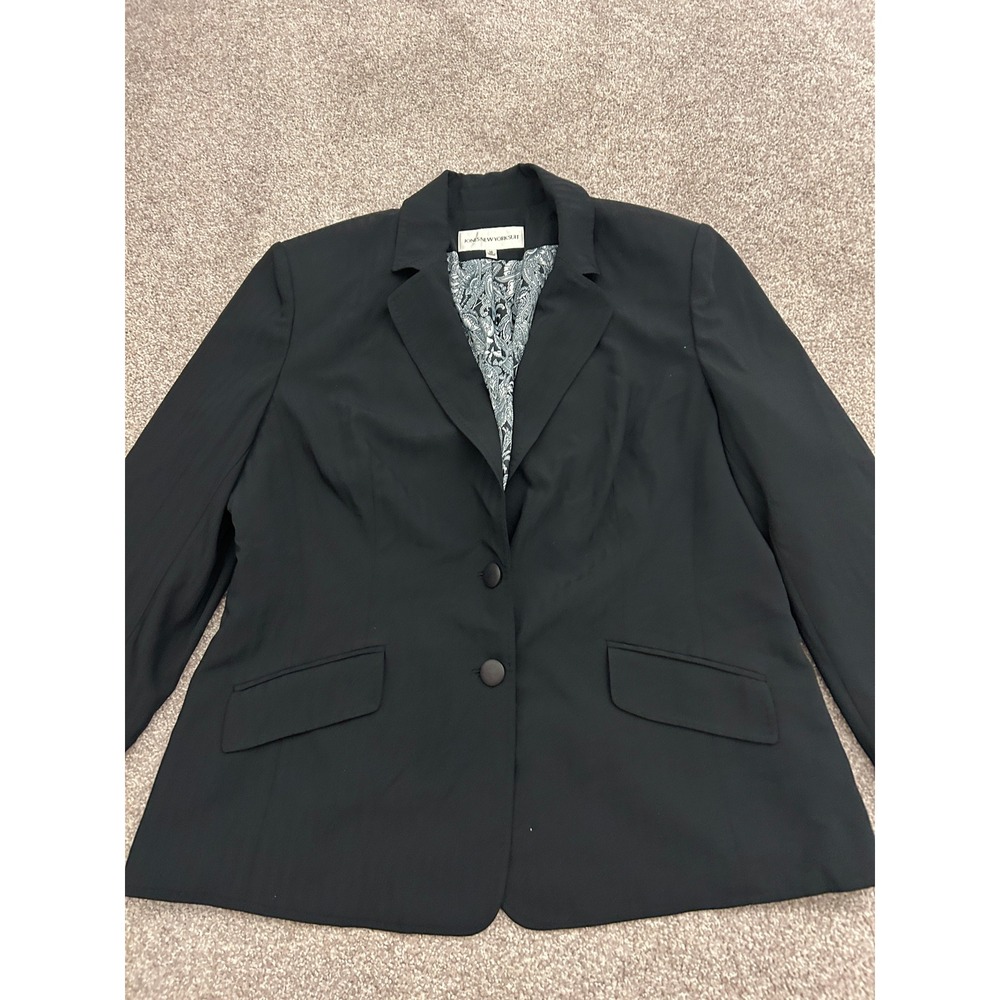 Jones New York Suit Blazer Womens 16 Black Excellent Paisley Lining Stretch - Picture 2 of 12